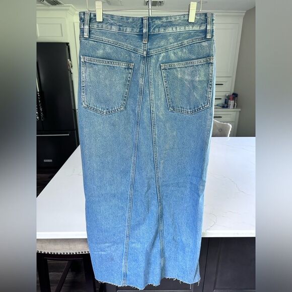 ZARA TRF METALLIC DENIM ASYMMETRIC SKIRT NWT - Picture 14 of 16